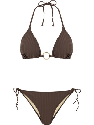 Aquella Dokulu Örme Üçgen Bikini Takım