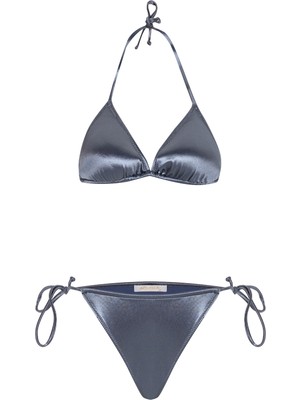 Aquella Kanal Büzgülü Lacivert Üçgen Bikini Takım