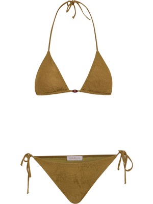 Aquella Kendinden Desenli Yağ Yeşil Üçgen Bikini Takım
