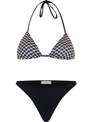 Aquella Triko Desenli Üçgen Bikini Takım