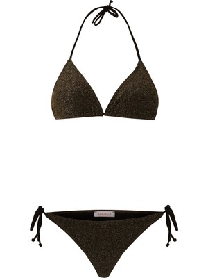 Aquella Simli Lurex Koyu Yeşil Üçgen Bikini Takım