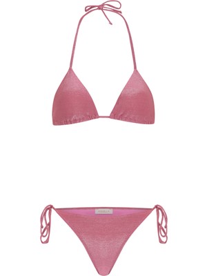Aquella Lurex Pembe Üçgen Bikini Takım