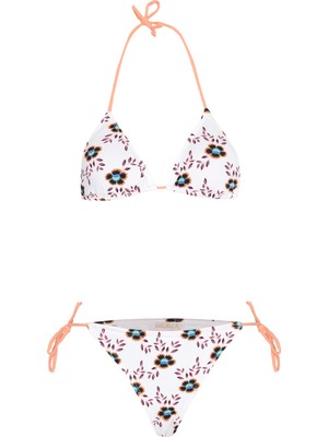 Aquella Renkli Desenli Üçgen Bağlamalı Bikini Takım