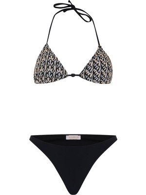 Aquella Triko Desenli Üçgen Bikini Takım