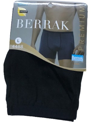 Berrak Erkek Siyah  Ince Lastikli Modal Boxer Short 2'li Paket 4488-SİYAH-M