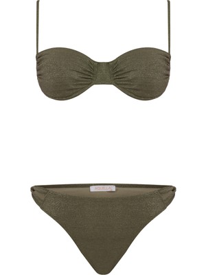 Aquella Lurex Balenli Yeşil Bikini Takım