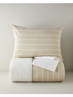 English Home Timeless Line Kolay Ütülenir Çarşaflı Tek Kişilik Nevresim Takımı 160X220 cm Bej