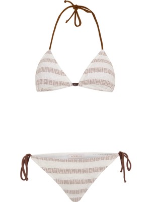 Aquella Desenli Triko Üçgen Bikini Takım