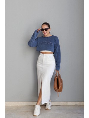 Purple By Banu Maxi Yırtmaçlı Jean Etek