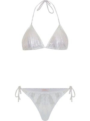Aquella Krinkıl Gri Melanj Üçgen Bikini