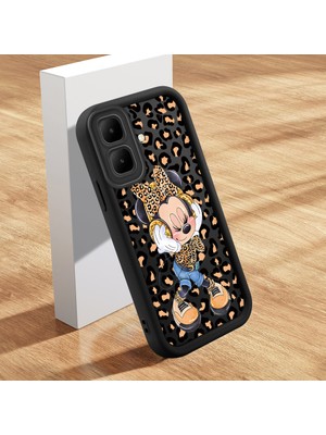 HONTINGA Tecno Spark Go 2 ile Uyumlu Kılıfı Düşüme Önleyici Basitlik Anti Düşme Kamera Korumali Şirin Mickey Minnie Siyah Desen Yumuşak Silikon Telefon Kılıfı Kadın ve Erkek Için Uygundur K2-0398