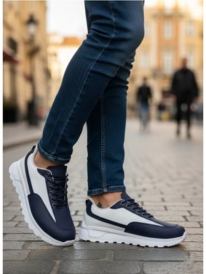 BOA Xramburada 246 Lacivert Bağcıklı Yüksek Beyaz Taban Günlük Erkek Ayakkabı