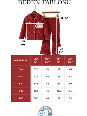 My Kids Wear Kız Çocuk Bayramlık Tüvit Ceket & Ispanyol Paça Pantolon Takım 12634