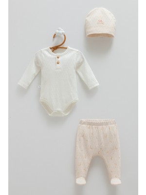 Caramell All Tıme Boy Body Pantolon Şapka Üçlü Set - Bej - 68-74 cm Bej