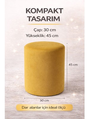 Armegeda 30X30X45 Yuvarlak Babyface Hardal Kumaş Puf – Salon, Yatak Odası, Makyaj Masası Pufu