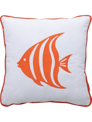 Mudo Home MARİN FISH NAKIŞLI KIRLENT BEYAZ TURUNCU 50X50 CM