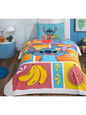 Taç Yeni Sezon Lisanslı Lilo-Stıtch Fruıt Tek Kişilik Pike Takımı