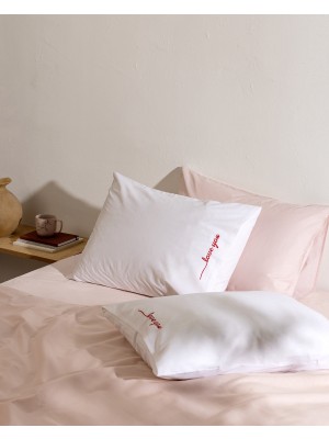 Madame Coco Coeur %100 Pamuk 2'li Yastık Kılıfı - Beyaz/kırmızı
