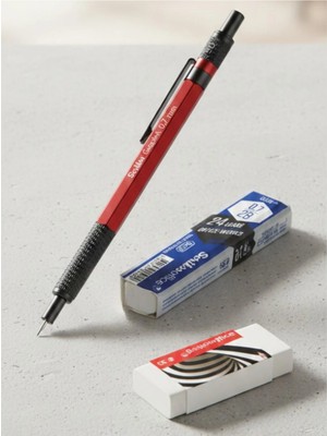 Scrikss Graph-X Versatil Uçlu Kalem Uç+Silgi 3 lü Okul Seti Kristal Kutu 0.7 Kırmızı