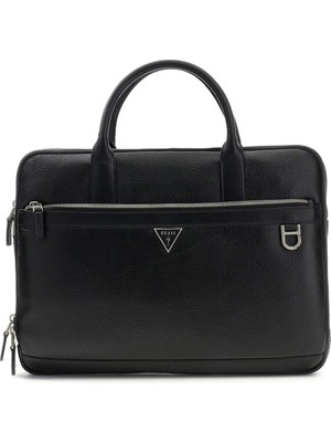 Guess Erkek Monaco Deri Evrak Çantası - Siyah