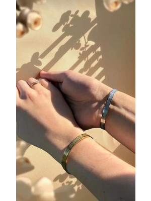 Pure Age Sevgililer Gününe Özel Gold ve Gümüş Renk 2'li Ayetel Kürsi Bileklik Ayarlanabilir Çift Bileklik