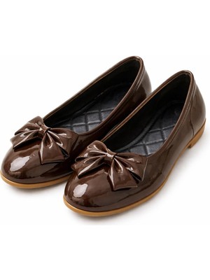 Slipcat Zarif Kadın Günlük  Kurdele Detaylı Yuvarlak Burun Şık Babet