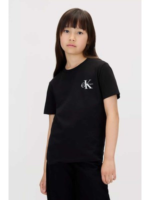 Calvin Klein Unisex Çocuk Chest Monologo Ss T-Shirt - Siyah