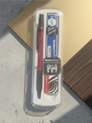 Scrikss Graph-X Versatil Uçlu Kalem Uç+Silgi 3 lü Okul Seti Kristal Kutu 0.5 Kırmızı