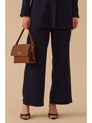 Seçil Kadın Geniş Paça Tam Boy Pantolon - Lacivert