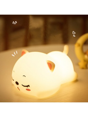 CoverZone Yumuşak Silikon Kedi Mini Gece Lambası Dekoratif Işık Derecesi Ayarlanabilir Yatak Odası Lambası Kitty Kitap Okuma Lambası Çocuk Odası 8cm x 9cm (Uyuyan Kedi - ZH-168)