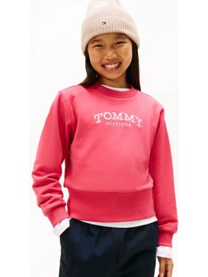 Tommy Hilfiger Kız Çocuk Geniş Bel Bantlı Nakış Logolu Sweatshirt - Koyu Pembe