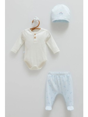 Caramell All Tıme Boy Body Pantolon Şapka Üçlü Set - Mavi - 50-56 cm Mavi