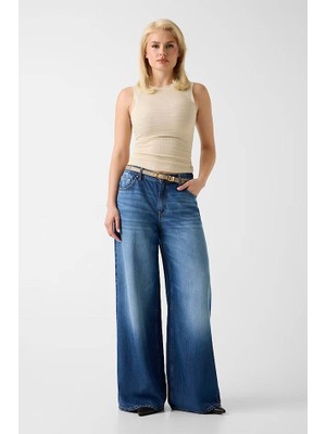 Guess Kadın Francine Top Bluz - Bej