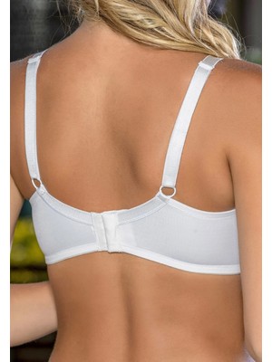MiraLive Büyük Beden Uyumlu Ekru Tül Detaylı Günlük Sütyen, B,c Cup Balensiz Konforlu Sütyen