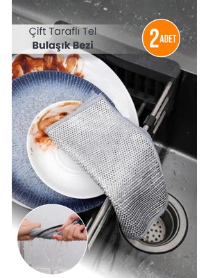 Orvila Çift Taraflı Tel Bulaşık ve Temizlik Bezi Sihirli Bez Çok Amaçlı Işlevsel Tel Bez Çift Katlı