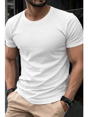 Masimar Erkek Bisiklet Yaka Regular Fit %100 Pamuk Tişört Spor T-Shirt