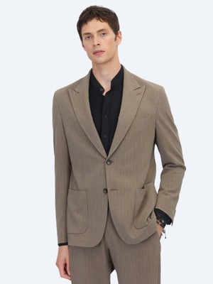 Kip Kahverengi Çizgili Comfort Fit Takım Elbise