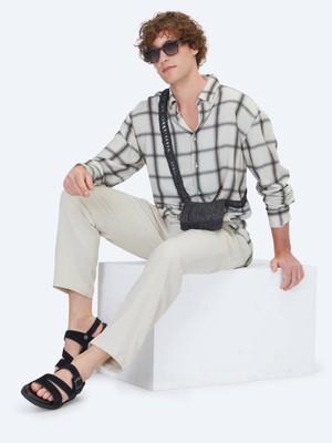 Kip Bej Oversize Fit Dokuma Casual Gömlek