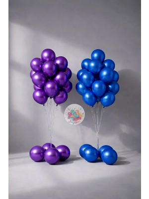 Joyane Cinsiyet Partisi Balon Seti Mavi Mor Baby Shower Balon Buketi Gender Reveal Dekor 2’li Set