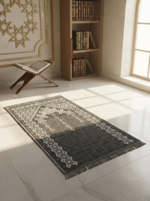 My Evilla Seccade Hafif Katlanabilir Yıkanabilir Namazlık Şık Motifli Çeyizlik ve Hediyelik Antrasit