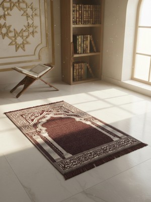 My Evilla Seccade Hafif Katlanabilir Yıkanabilir Namazlık Şık Motifli Çeyizlik ve Hediyelik Bordo 2