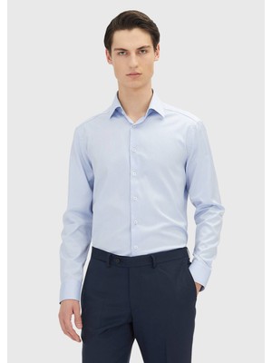 Ramsey Açık Mavi Regular Fit Dokuma Klasik %100 Pamuk Gömlek