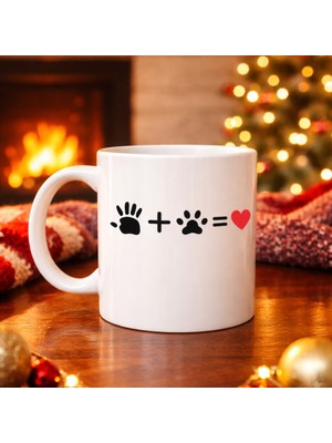 El ve Pati Figürlü Sevgi Temalı Porselen Kupa Model 76 – Hayvanseverlere Özel Anlamlı Tasarım, Kahve & Çay Kupası