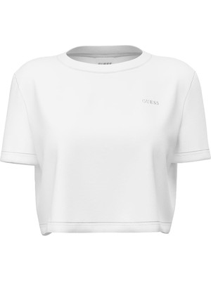 Guess Kadın Selene Aktif Boxy Fit T-Shirt - Beyaz
