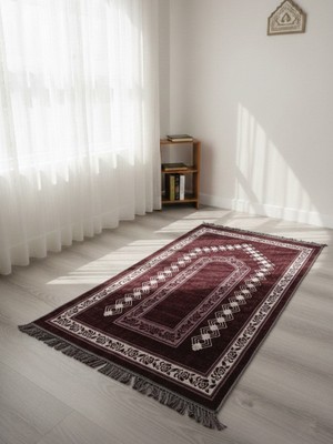 My Evilla Seccade Hafif Katlanabilir Yıkanabilir Namazlık Şık Motifli Çeyizlik ve Hediyelik Bordo 1