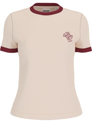 Guess Kadın Greta Aktif Slim Fit T-Shirt - Beyaz