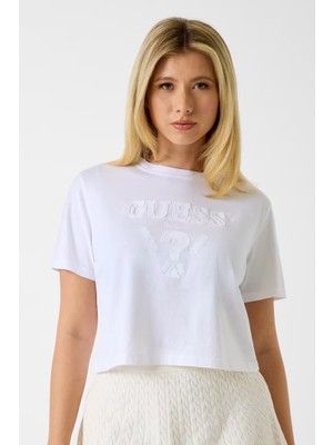 Guess Kadın Habi Aktif T-Shirt - Beyaz