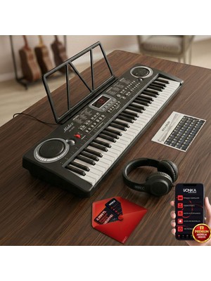 Midex PS-1500BK-H Başlangıç İçin 61 Tuşlu Org Kulaklık Notalık Adaptör Öğrenim Metodu (100 Ses 100 Ritim)