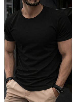 Masimar Erkek Bisiklet Yaka Regular Fit %100 Pamuk Tişört Spor T-Shirt