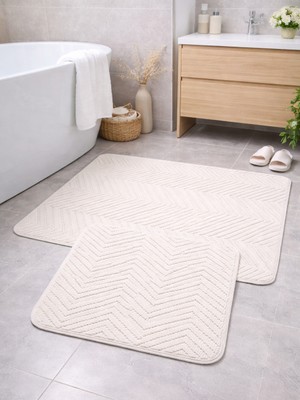 My Evilla Premium Doğal Pamuk Banyo Paspası Seti Kaymaz Dokuma Taban Ultra Yumuşak  Su Emici Yıkanabilir Lüks Banyo Halısı